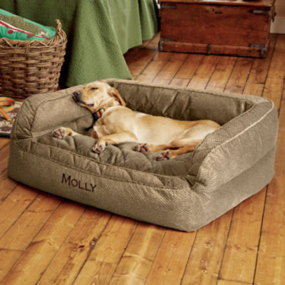 Orvis ComfortFill Eco trade; Couch Dog Bed Brown Tweed 