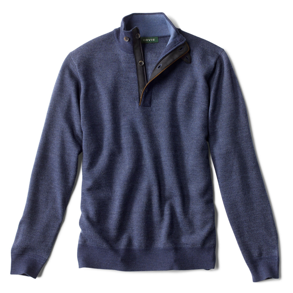 Birdseye Zip Button Mockneck Sweater
