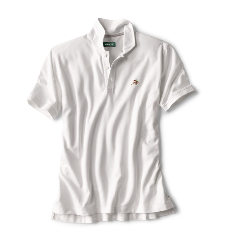 Men's On the Fly Embroidered Stretch Polo Shirt White Size Large Cotton Orvis (882560983753 Clothing Shirts & Tops) photo