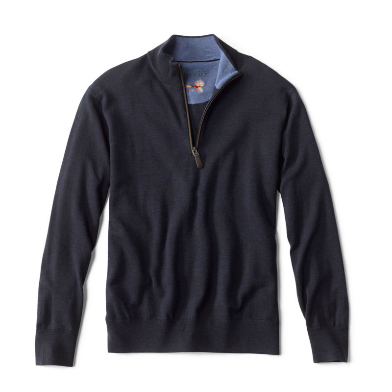 Men's Merino Wool Quarter-Zip Sweater 2.0 Navy Size XL Merino/Wool Orvis
