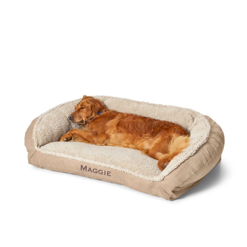 Orvis ComfortFill-Eco™ Bolster Dog Bed with Fleece Khaki 