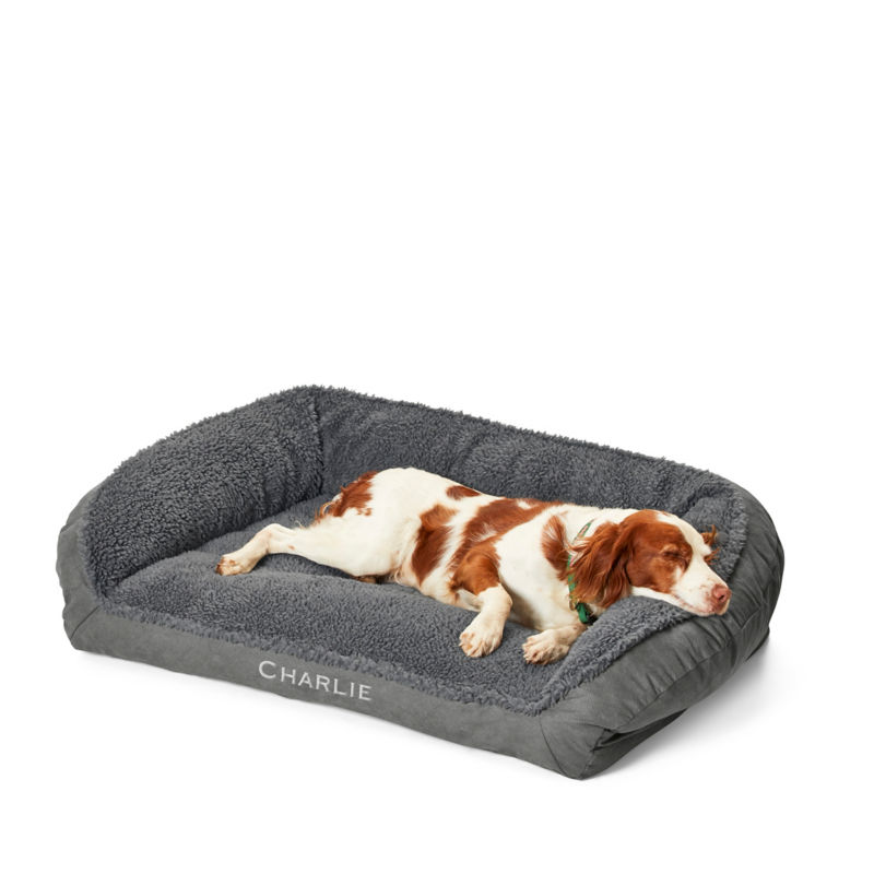Orvis ComfortFill-Eco™ Bolster Dog Bed with Fleece Gun Metal 