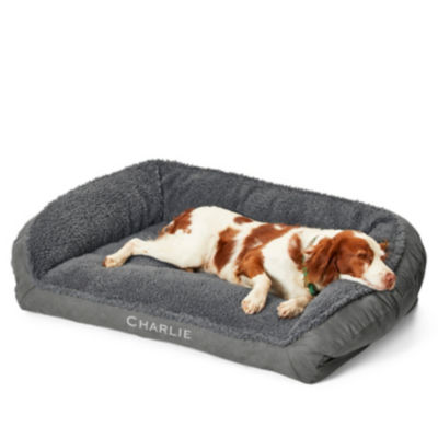 Orvis ComfortFill Eco trade; Bolster Dog Bed with Fleece Gun Metal 