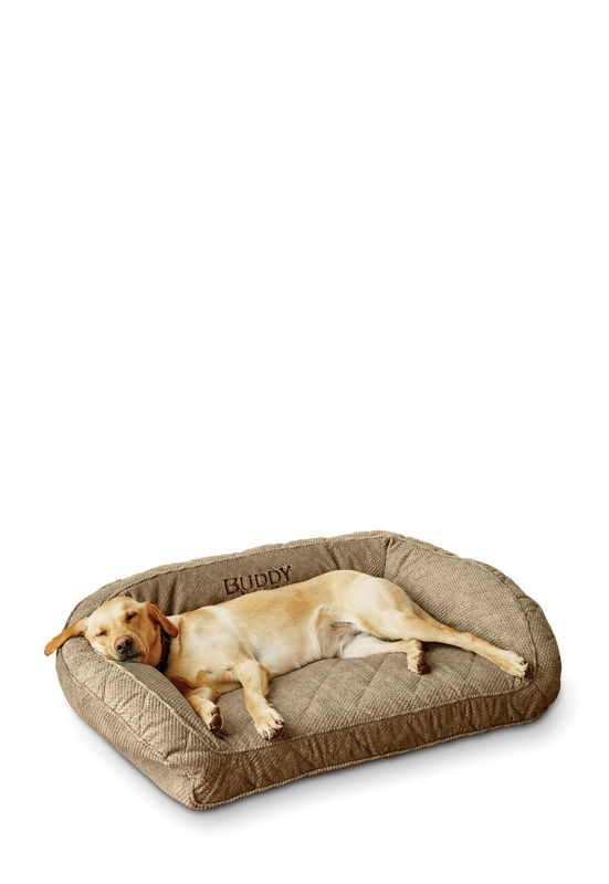 Orvis ComfortFill-Eco™ Bolster Dog Bed Brown Tweed 