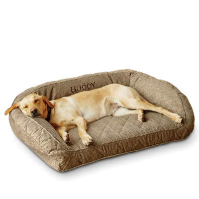 Orvis ComfortFill Eco trade; Bolster Dog Bed Brown Tweed 