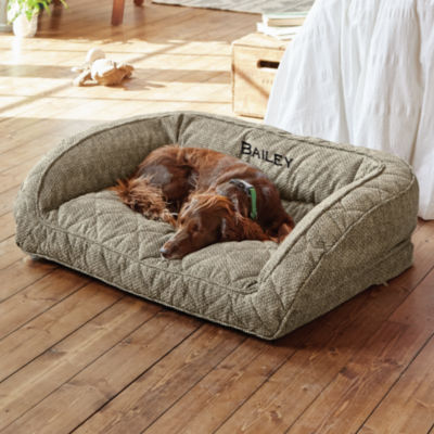 Orvis ComfortFill Eco trade; Bolster Dog Bed Charcoal Chevron 