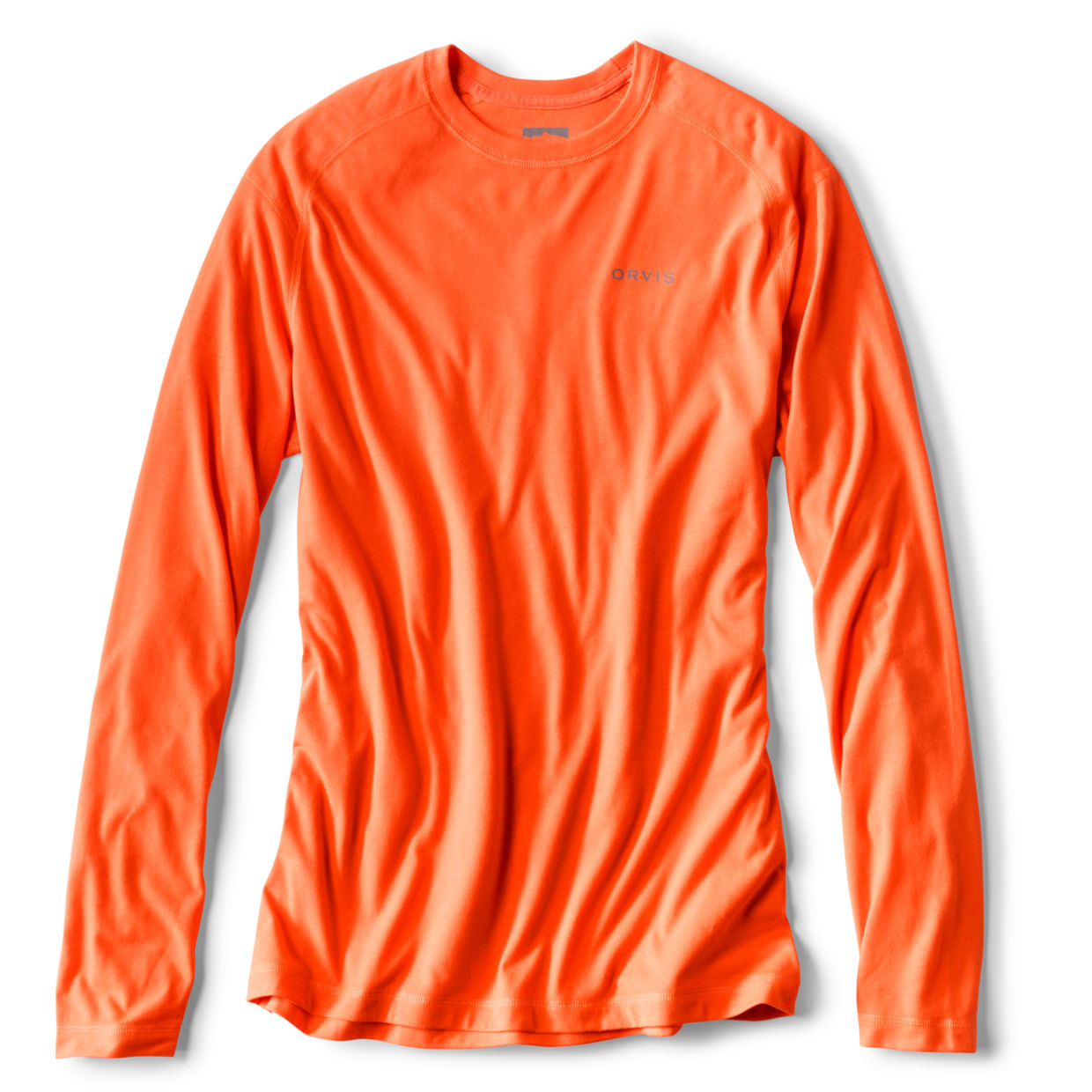 Men's drirelease® Long-Sleeved Crewneck T-Shirt Blaze Orange Size Large Cotton/Polyester Orvis