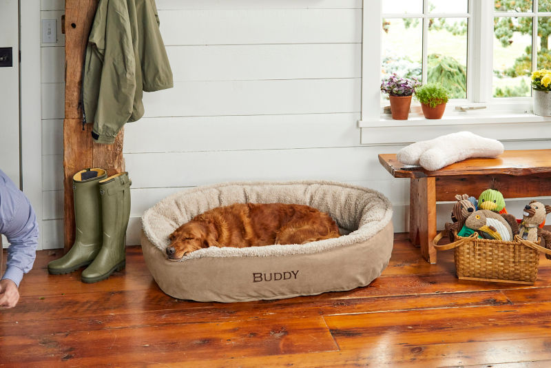 ComfortFill-Eco™ Wraparound Dog Bed with Fleece Khaki 