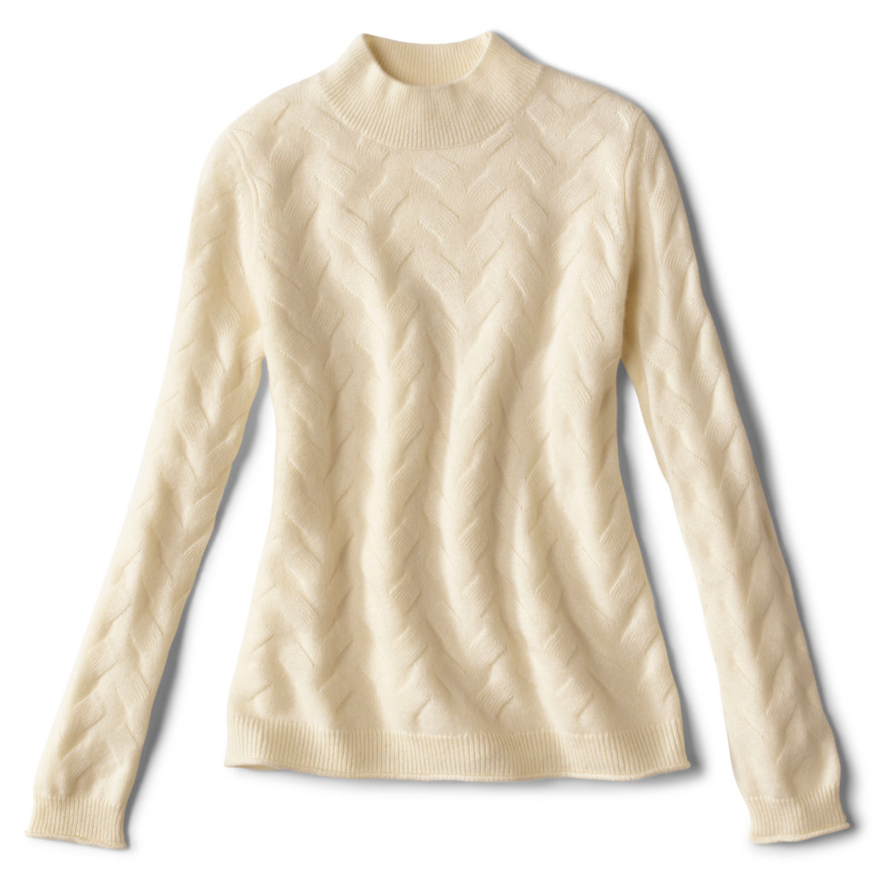 Easy Cashmere Cable Mockneck Sweater
