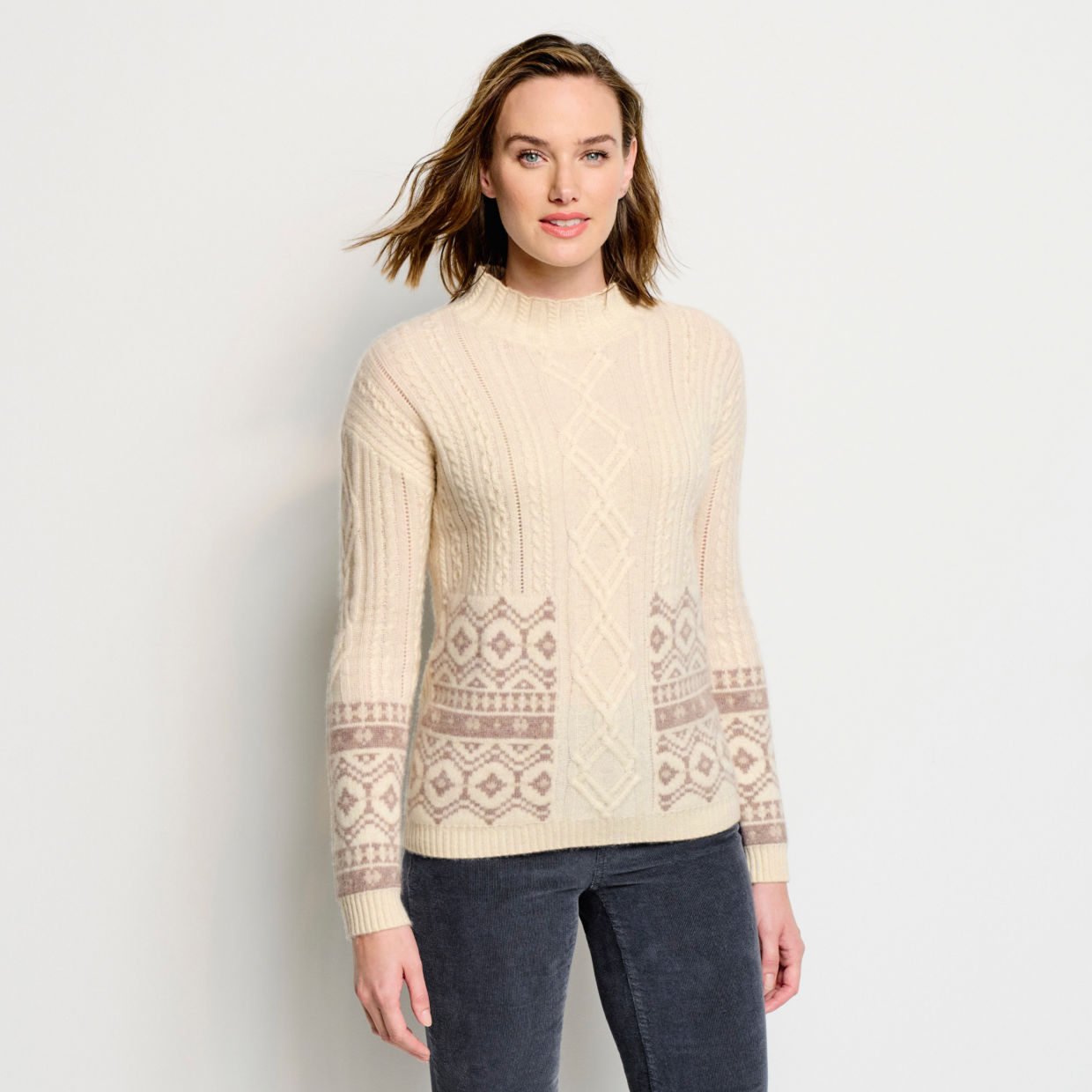 Natural Cashmere Border Detail Sweater