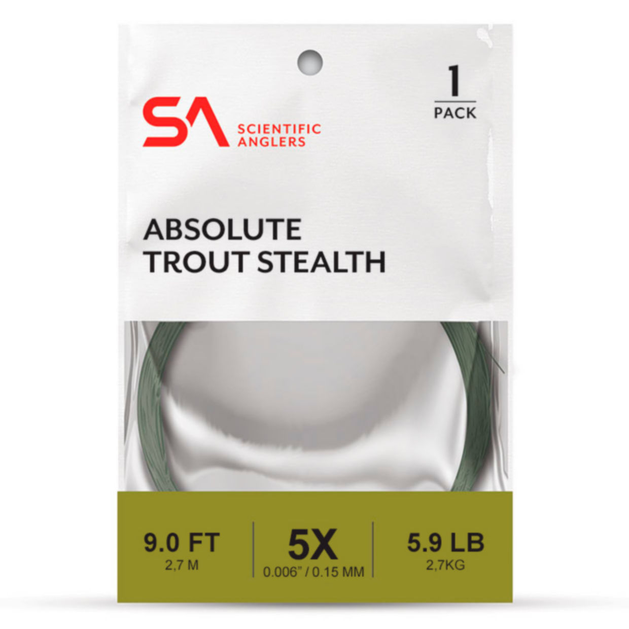 Absolute Trout Stealth Freshwater Leader Green Size 4X Nylon Scientific Anglers