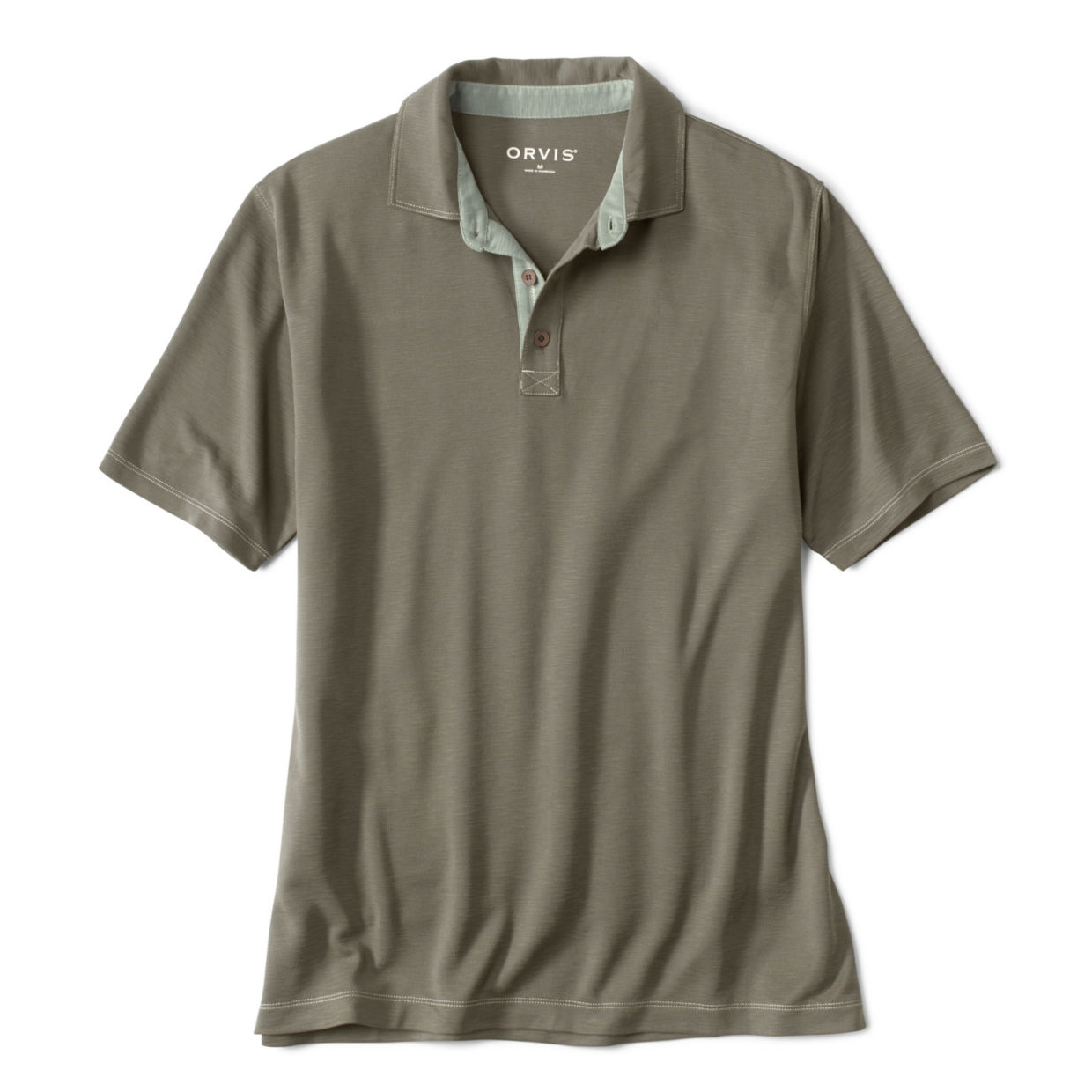 Men's Three Forks Eco-Friendly Polo Shirt Tarragon Size Medium Polyester/Modal/Recycled Materials Orvis