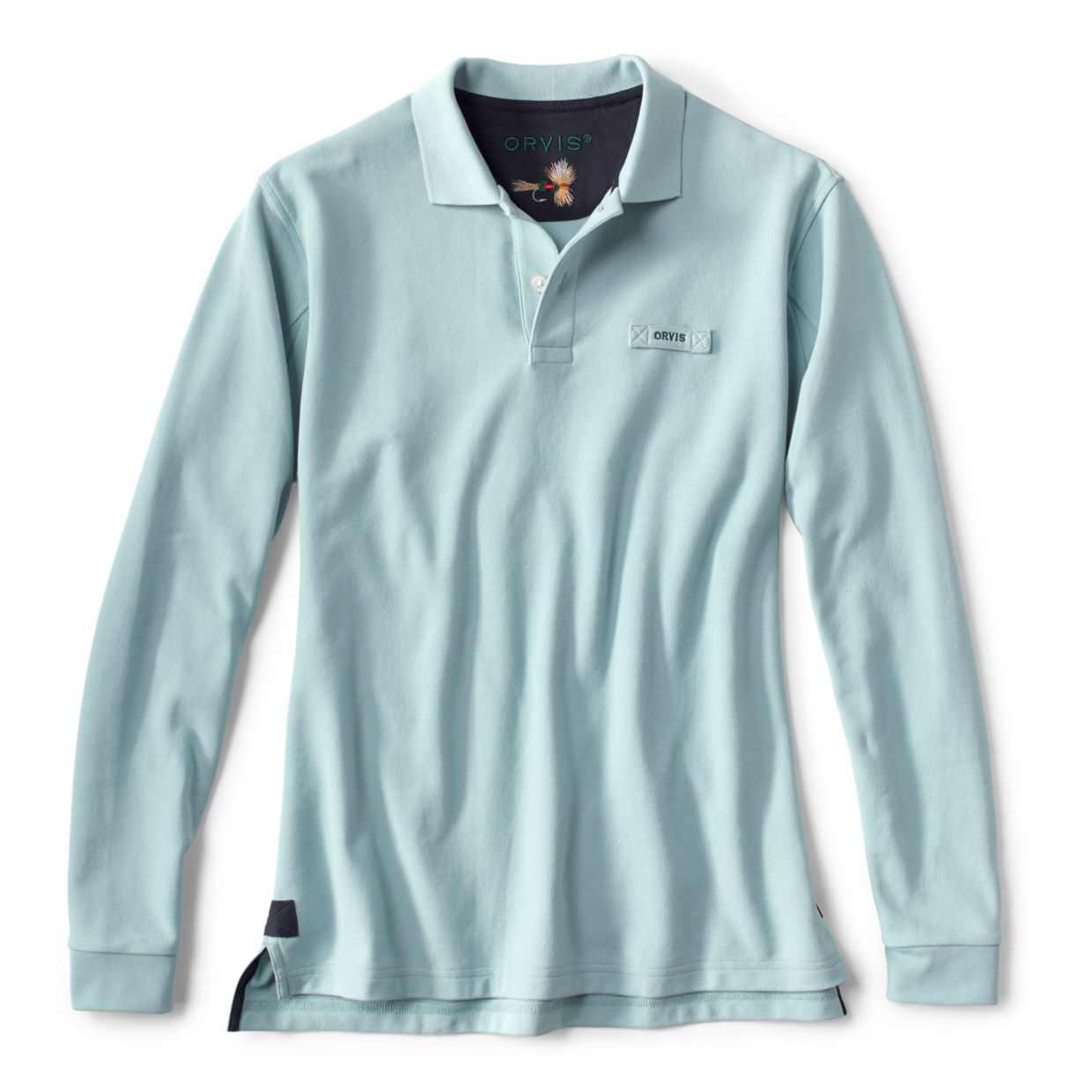 Men's The Orvis Signature Long-Sleeved Polo Shirt Mineral Blue Size 2XL