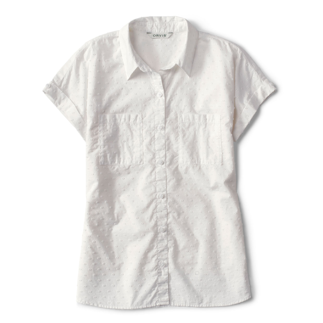 Women's Easy Solid Short-Sleeved Camp Shirt White Size Xs Cotton Orvis