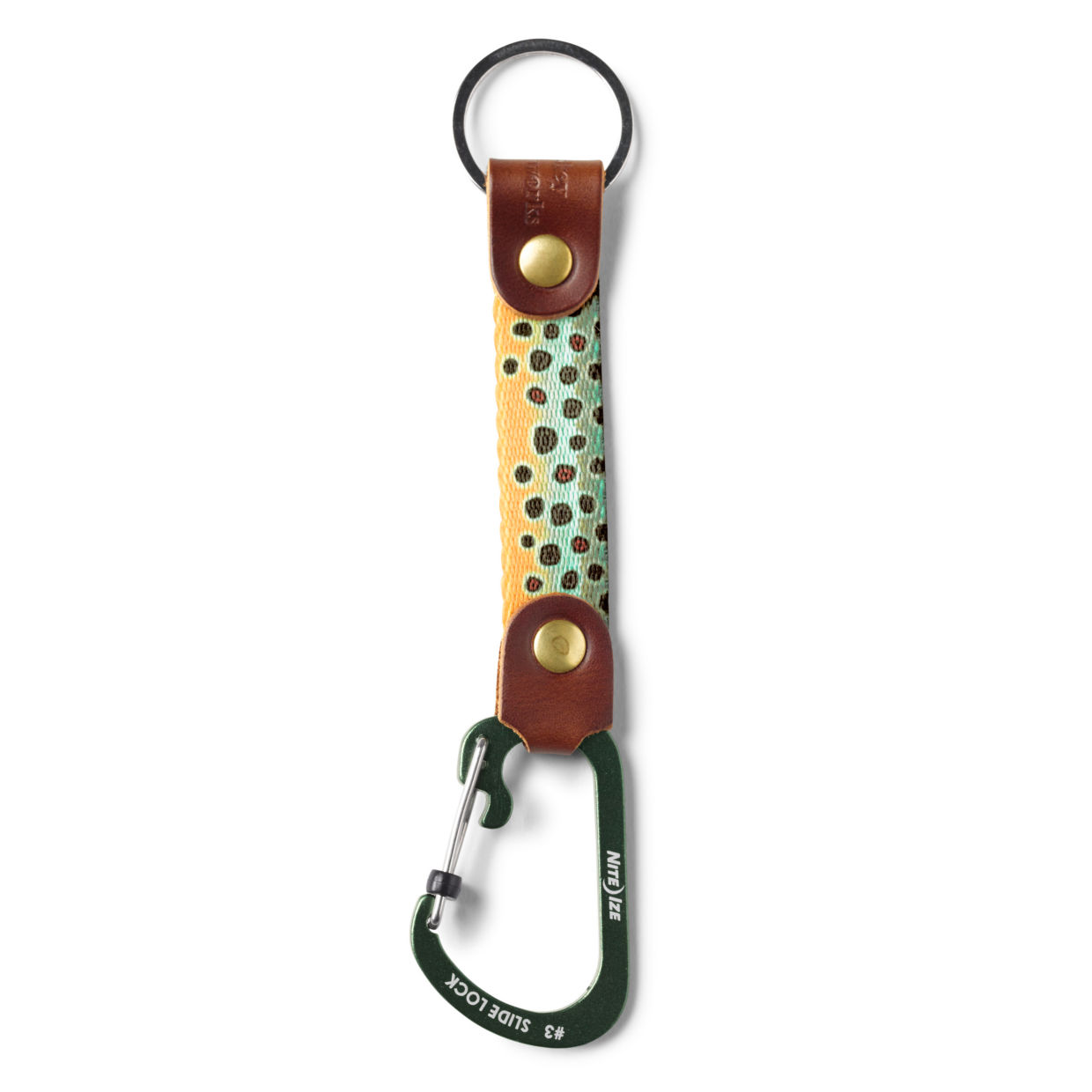 Whis-Key-Hook Carabiner Key Chain Brown Trout Whiskey Leatherworks