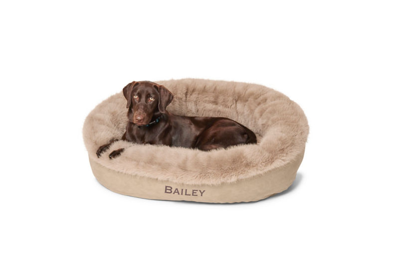 ComfortFill-Eco™ Fur Wraparound Dog Bed Khaki 