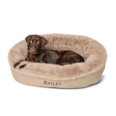 ComfortFill Eco trade; Fur Wraparound Dog Bed Khaki 