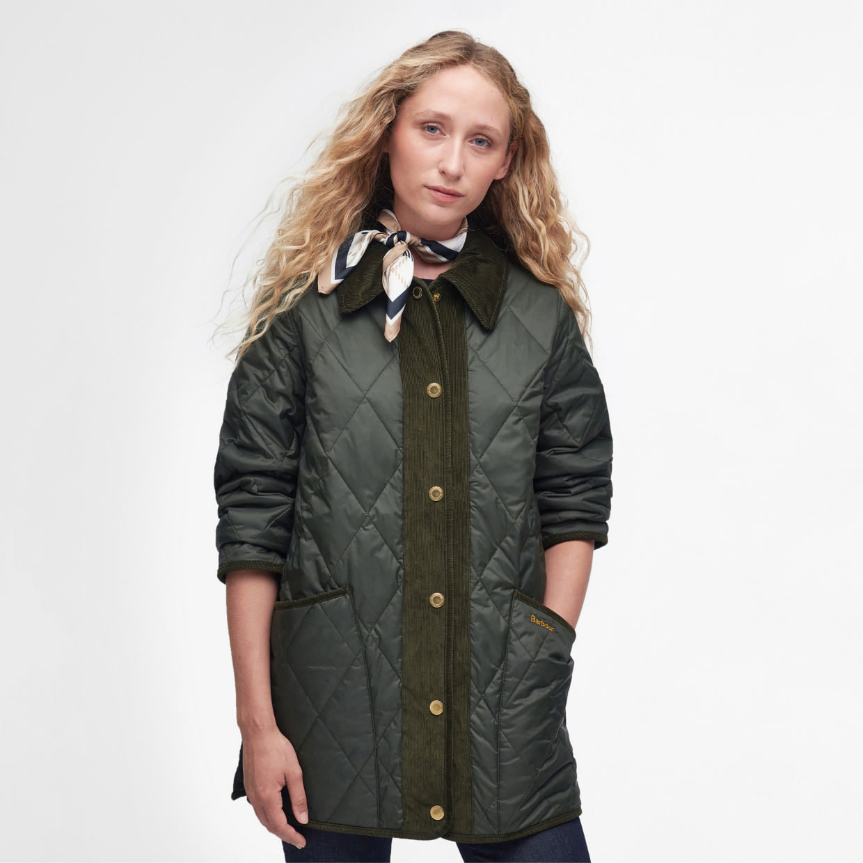 Women's Barbour® Highcliffe Diamond-Quilted Jacket Sage Size 8 Synthetic