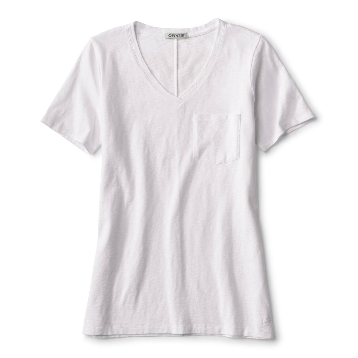 Women's Canyon Garment-Dyed V-Neck Short-Sleeved T-Shirt White Size Large Cotton Orvis