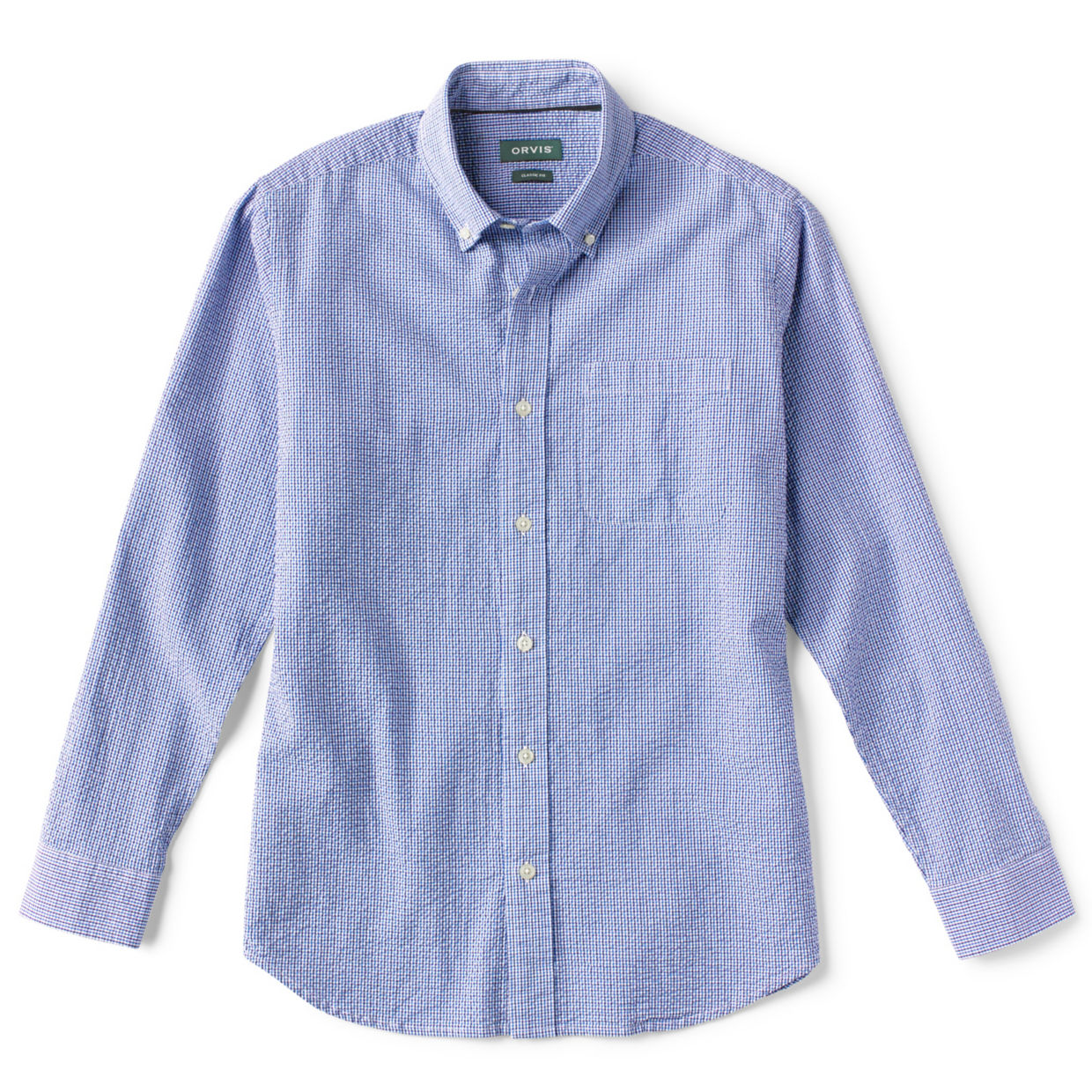 Men's Seersucker Long-Sleeved Button-Down Shirt Blue Moon Size Small Cotton Orvis