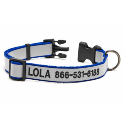 Personalized Reflective Dog Collar Blue 