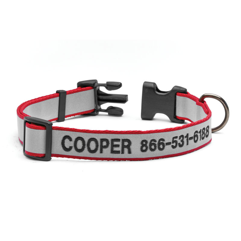 Personalized Reflective Dog Collar Red 