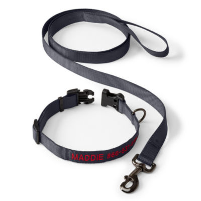 Personalized Adjustable Dog Collar with Leash Asphalt 