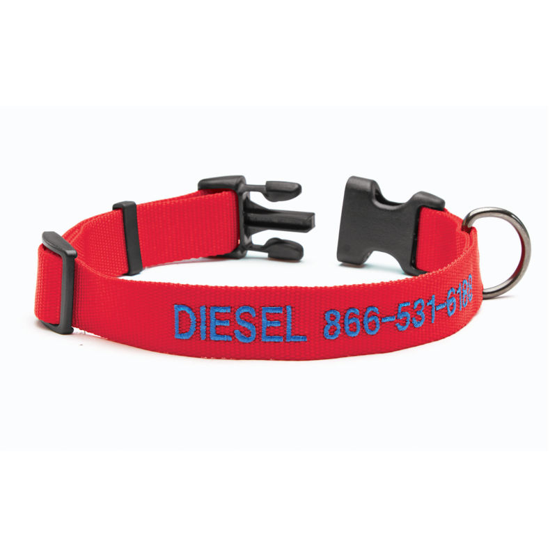 Personalized Side-Release Buckle Dog Collar Red 
