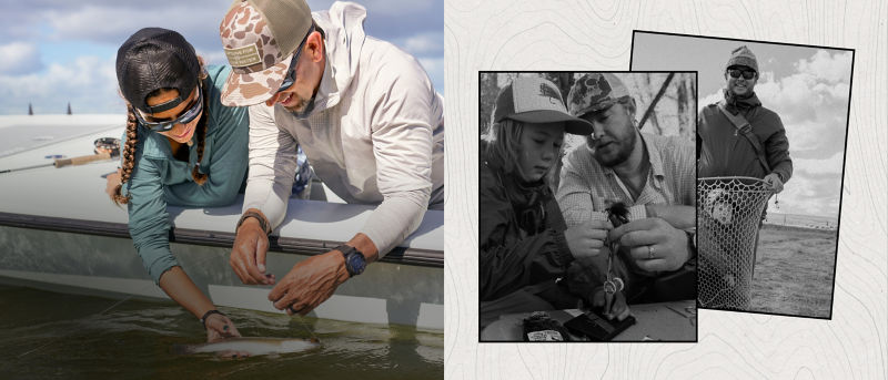 Three images showing men with children outdoors.