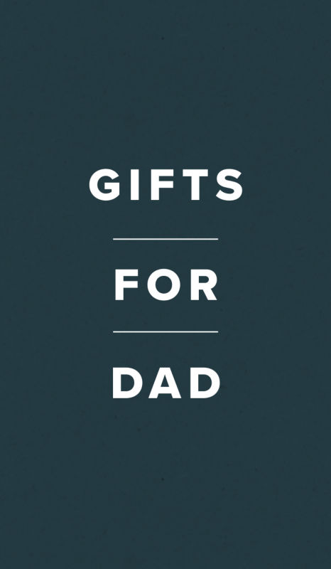 The words: GIFTS FOR DAD in white over a dark teal background.