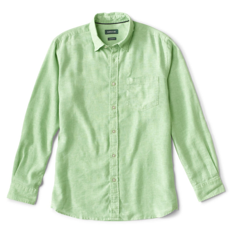 Long-Sleeved Pure Linen Shirt - FERN