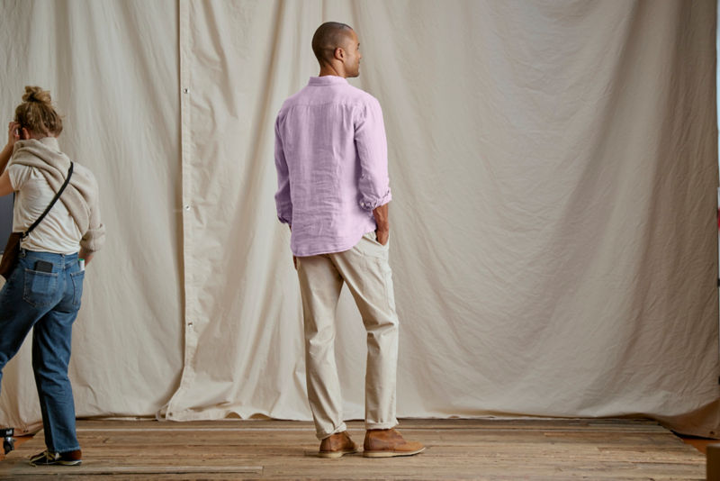 Pure Linen Long-Sleeve Shirt - SPRING LILAC image number 3