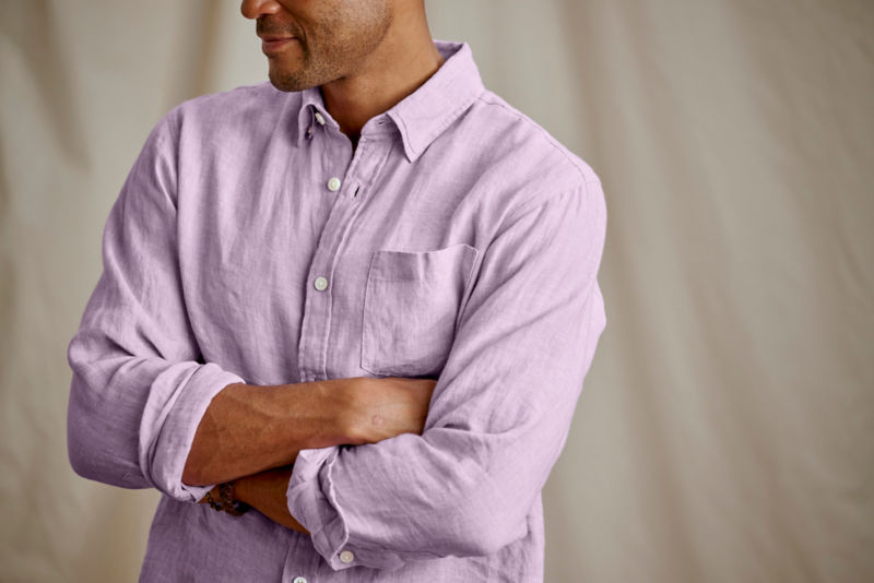 Pure Linen Long-Sleeve Shirt - SPRING LILAC image number 1