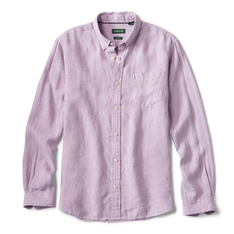 Pure Linen Long-Sleeve Shirt - SPRING LILAC image number 4