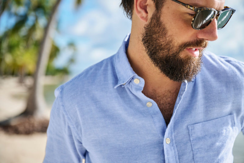 Pure Linen Long-Sleeve Shirt - LIGHT BLUE image number 1