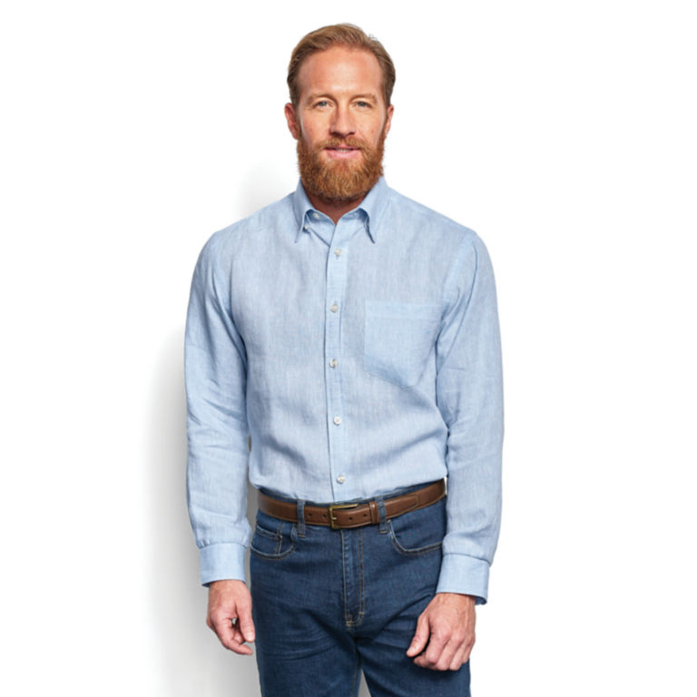 Pure Linen Long-Sleeved Shirt -  image number 1