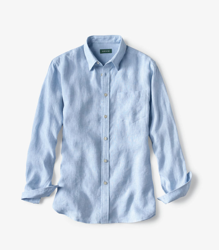 Men's Pure Linen Long-Sleeved Shirt | Navy Chambray | Size 2XL | Orvis