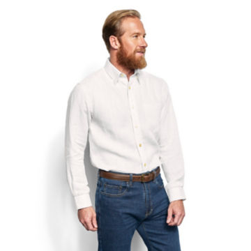 Pure Linen Long-Sleeved Shirt - WHITEimage number 2