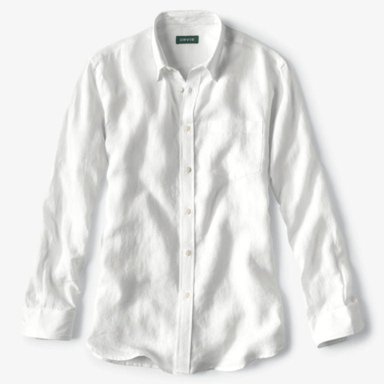 Pure Linen Long-Sleeved Shirt - WHITE image number 0