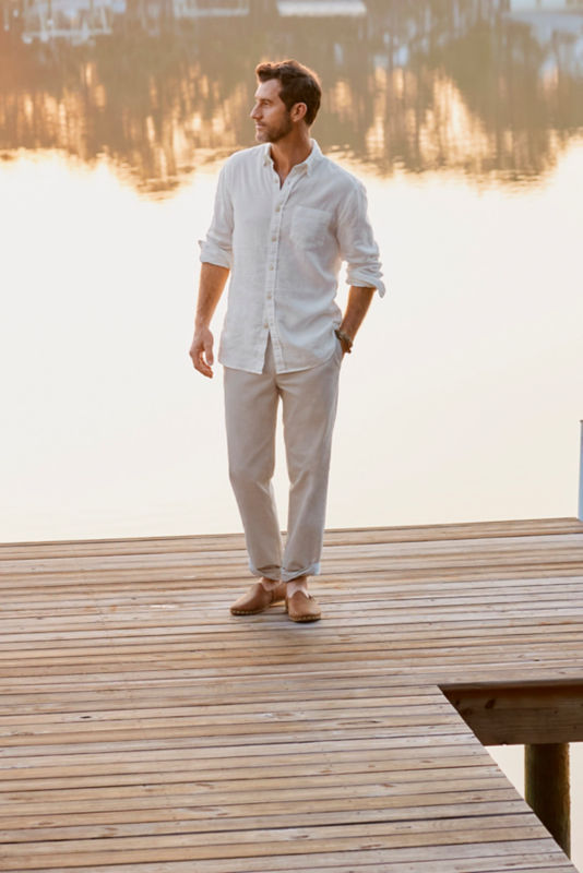 Ultimate Khakis Trim Fit Plain-Front Pants - STONE image number 0