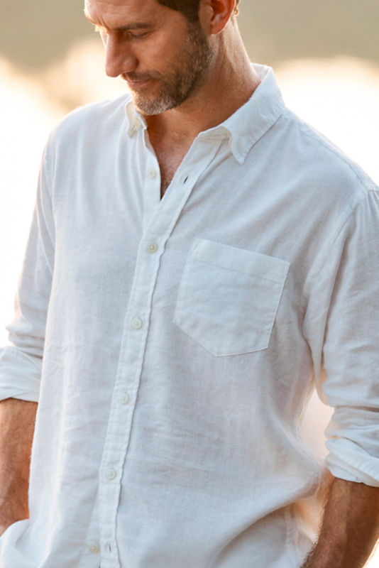 Pure Linen Long-Sleeve Shirt - WHITE image number 1