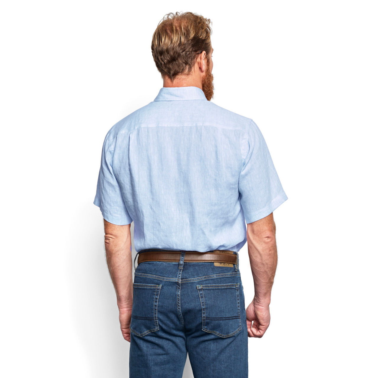 Pure Linen Short-Sleeved Shirt - LIGHT BLUE image number 2