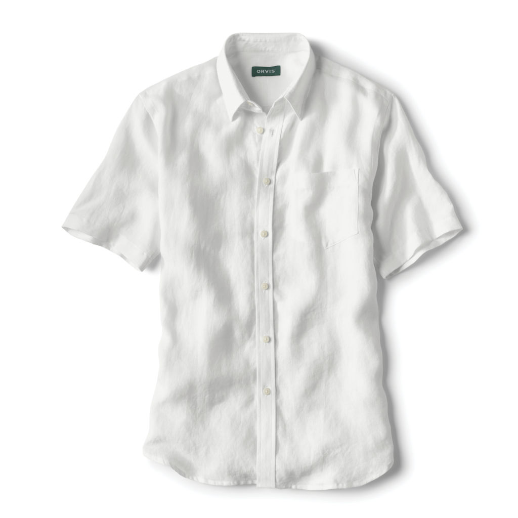 Pure Linen Short-Sleeved Shirt - WHITE image number 0