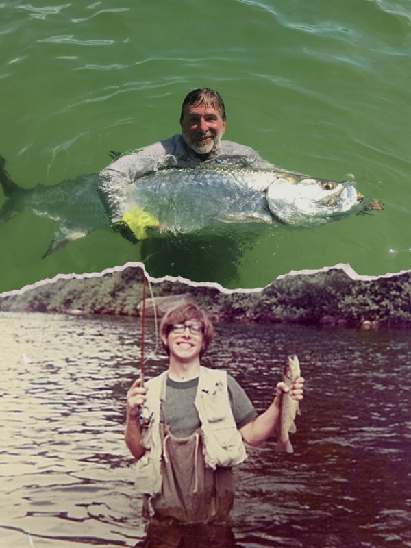 2 images of Tom Rosenbauer fishing