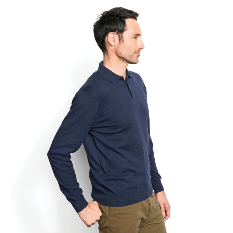 Cotton/Silk/Cashmere Long-Sleeved Polo -  image number 2