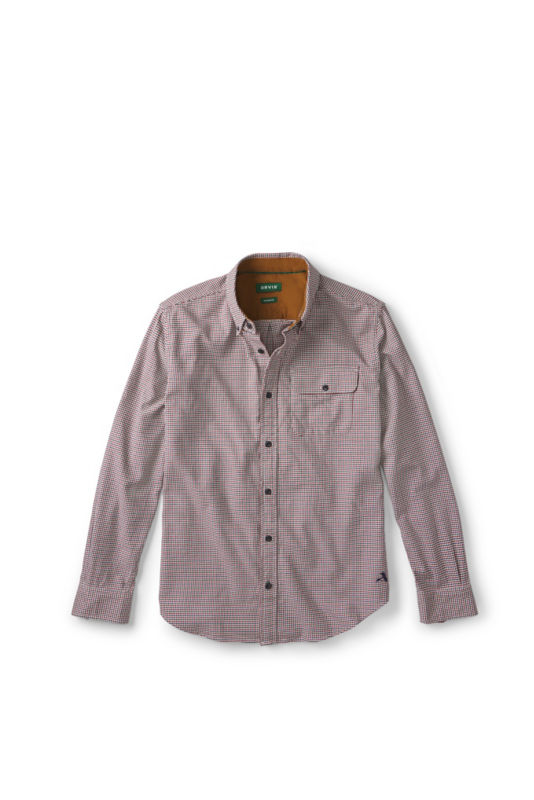 Spencer Houndstooth Pure Cotton Long-Sleeve Shirt - CRIMSON/TRUE NAVY