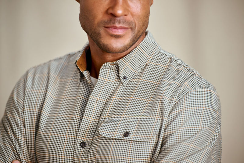 Spencer Houndstooth Pure Cotton Long-Sleeve Shirt - CRIMSON/TRUE NAVY image number 2