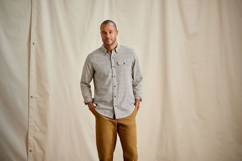 Spencer Houndstooth Pure Cotton Long-Sleeve Shirt - CRIMSON/TRUE NAVY image number 1