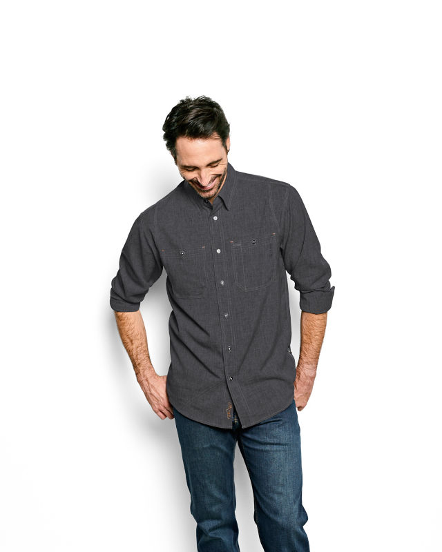 Men&rsquo;s Tech Chambray Long-Sleeve Work Shirt - BLACK image number 0