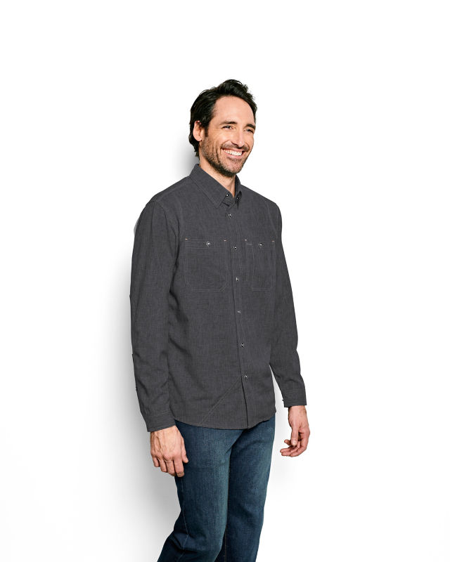 Men&rsquo;s Tech Chambray Long-Sleeve Work Shirt - BLACK image number 1